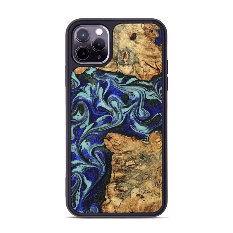 iPhone 11 Pro Max Wood Phone Case - Ina (Blue, 829397)