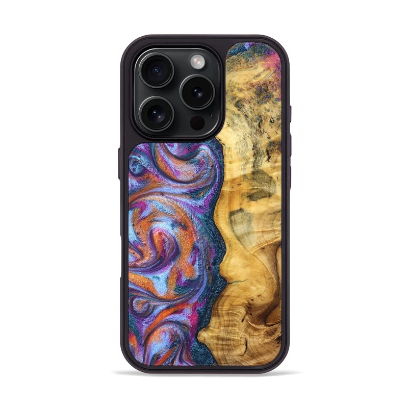 iPhone 16 Pro Wood Phone Case - Tiara (Blue, 829402)