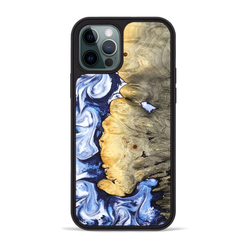 iPhone 12 Pro Max Wood Phone Case - Terese (Blue, 829406)