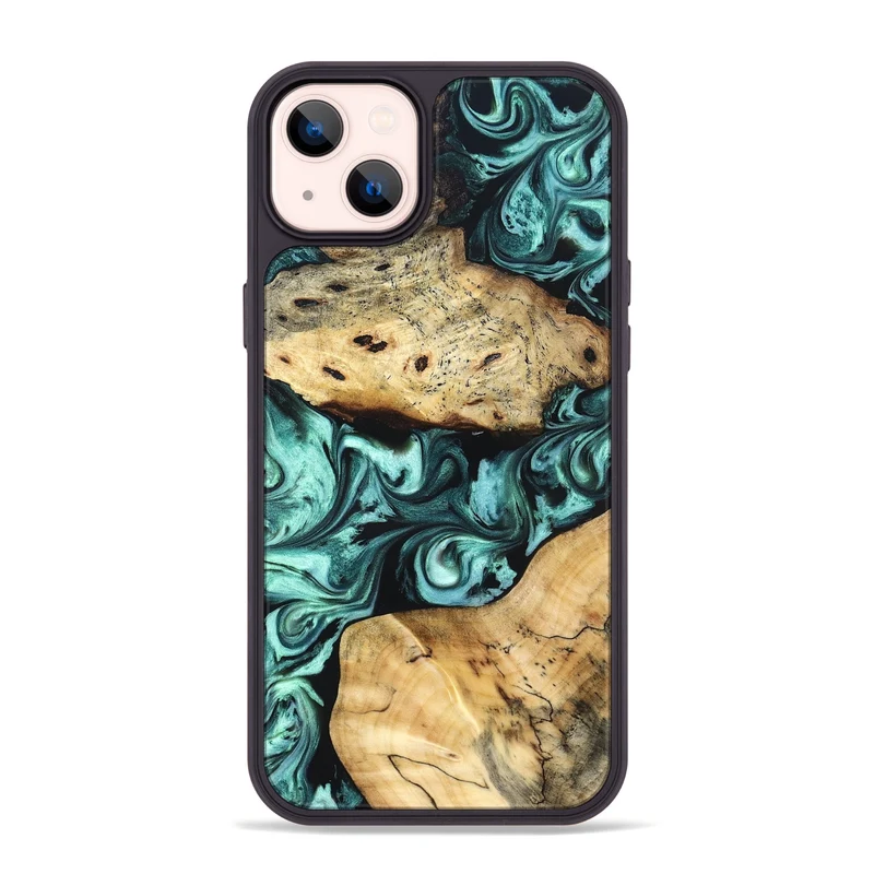 iPhone 14 Plus Wood Phone Case - Kasey (Green, 829390)