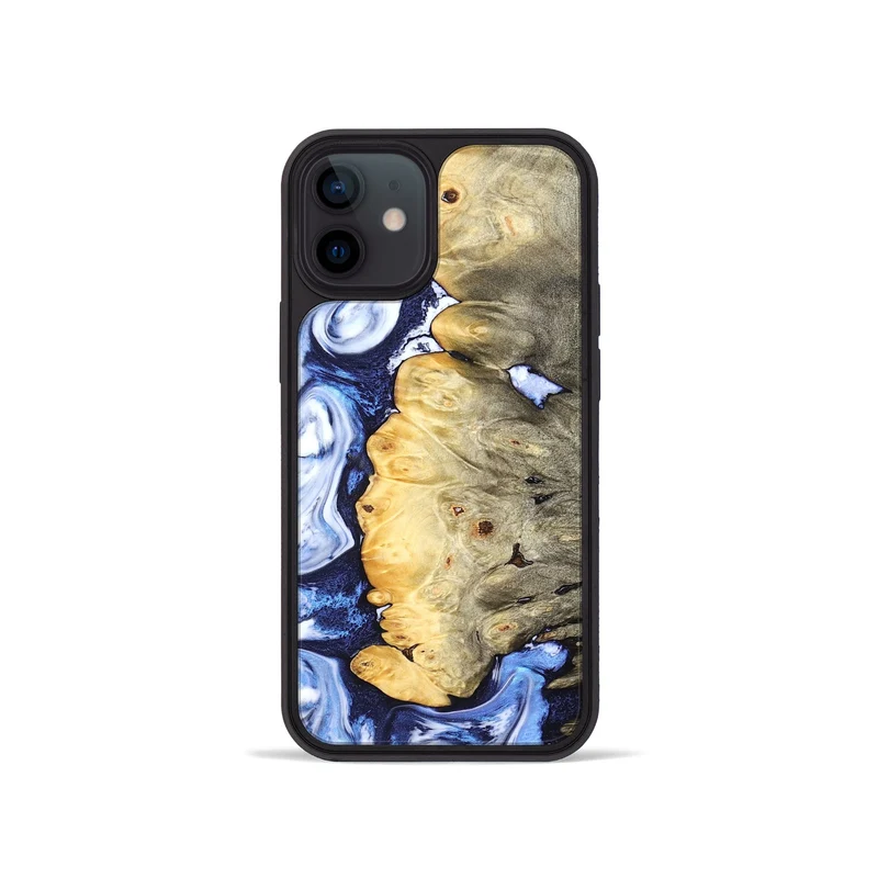 iPhone 12 mini Wood Phone Case - Terese (Blue, 829406)