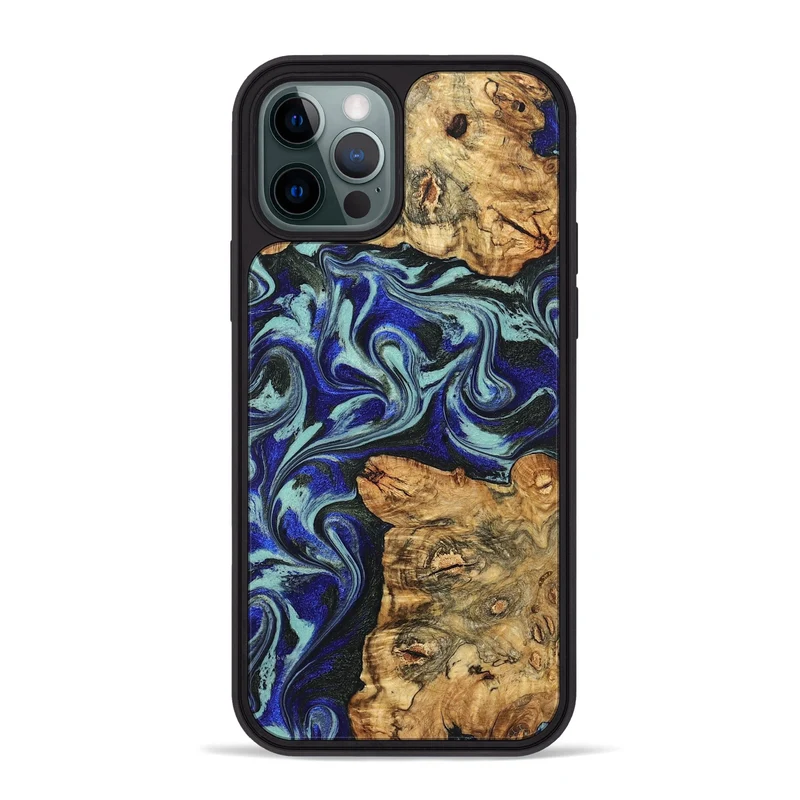 iPhone 12 Pro Max Wood Phone Case - Ina (Blue, 829397)