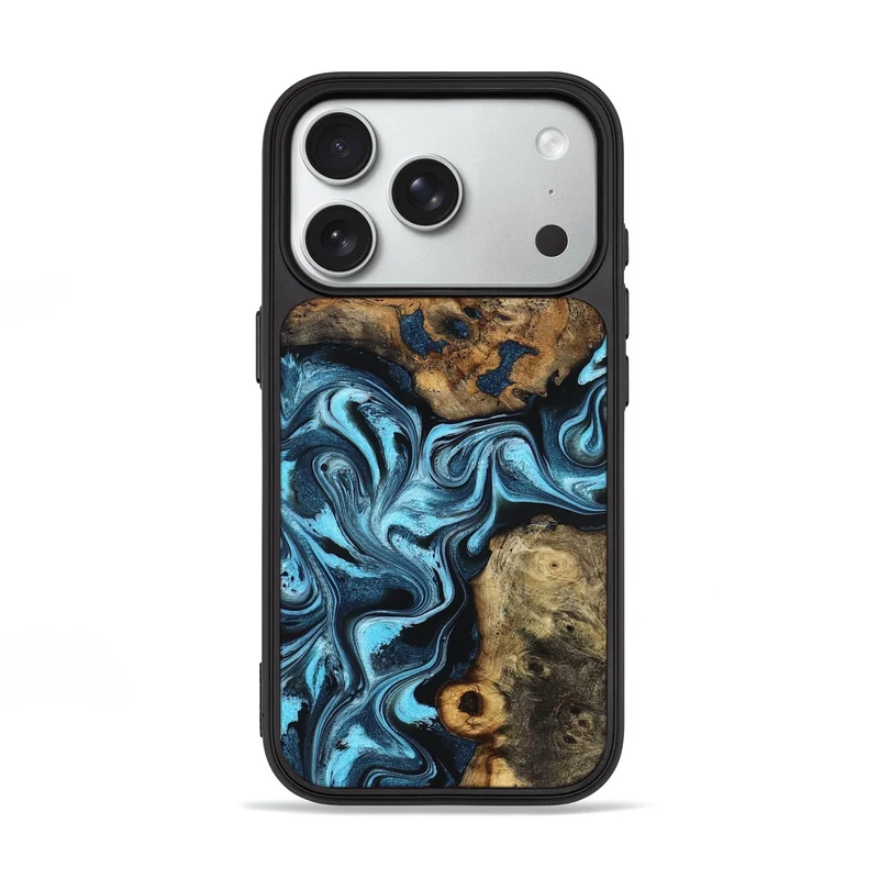iPhone 18 Pro Wood Phone Case - Pierre (Blue, 829405)
