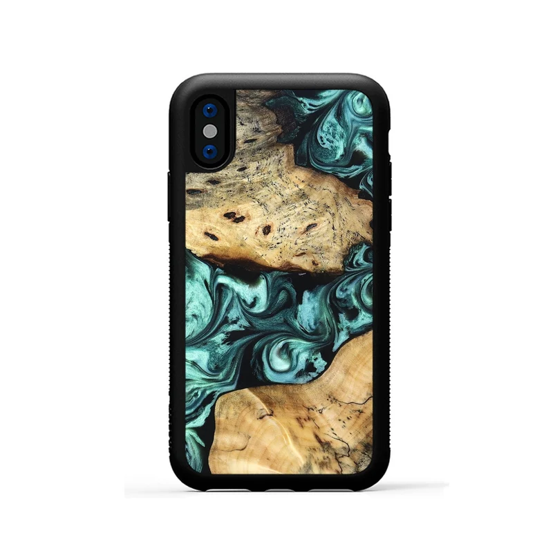 iPhone Xs Wood Phone Case - Kasey (Green, 829390)