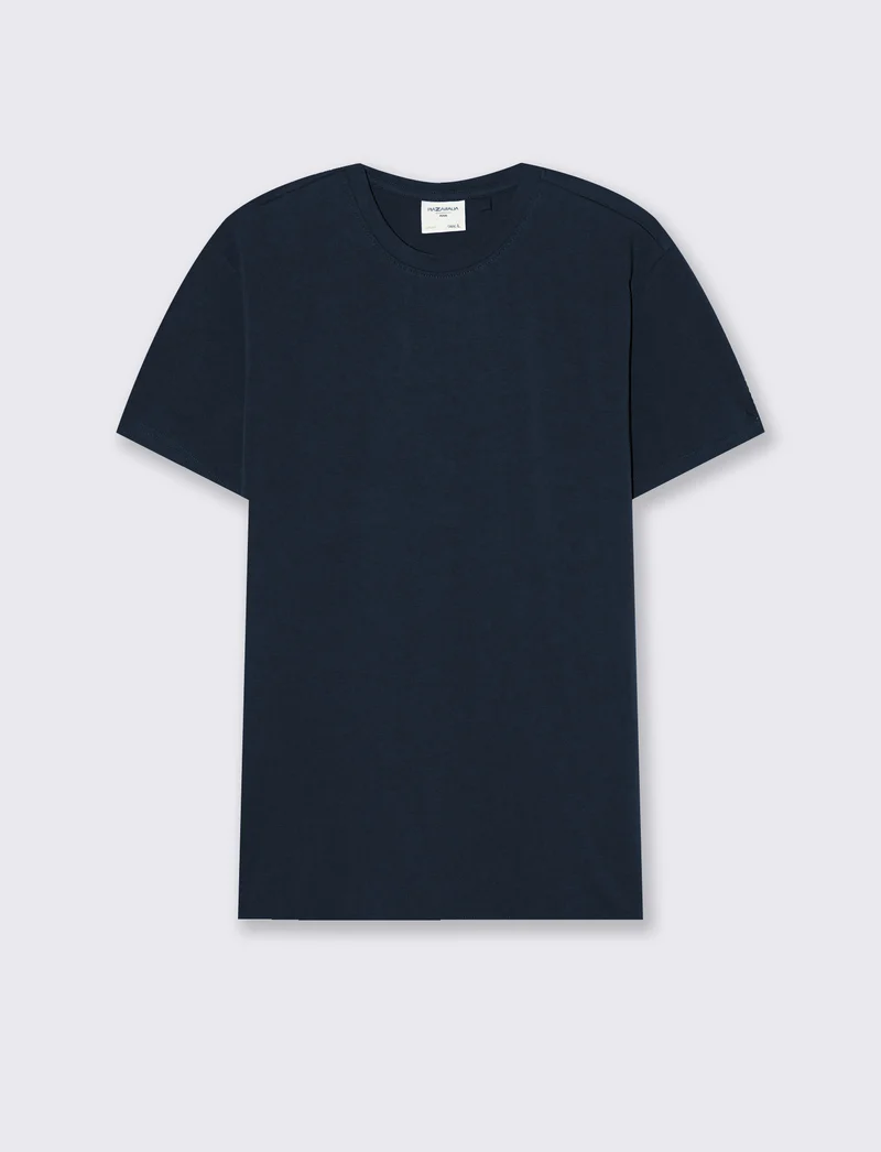 T-SHIRT BASIC IN COTONE ELASTICIZZATO SLIM FIT - Blu notte