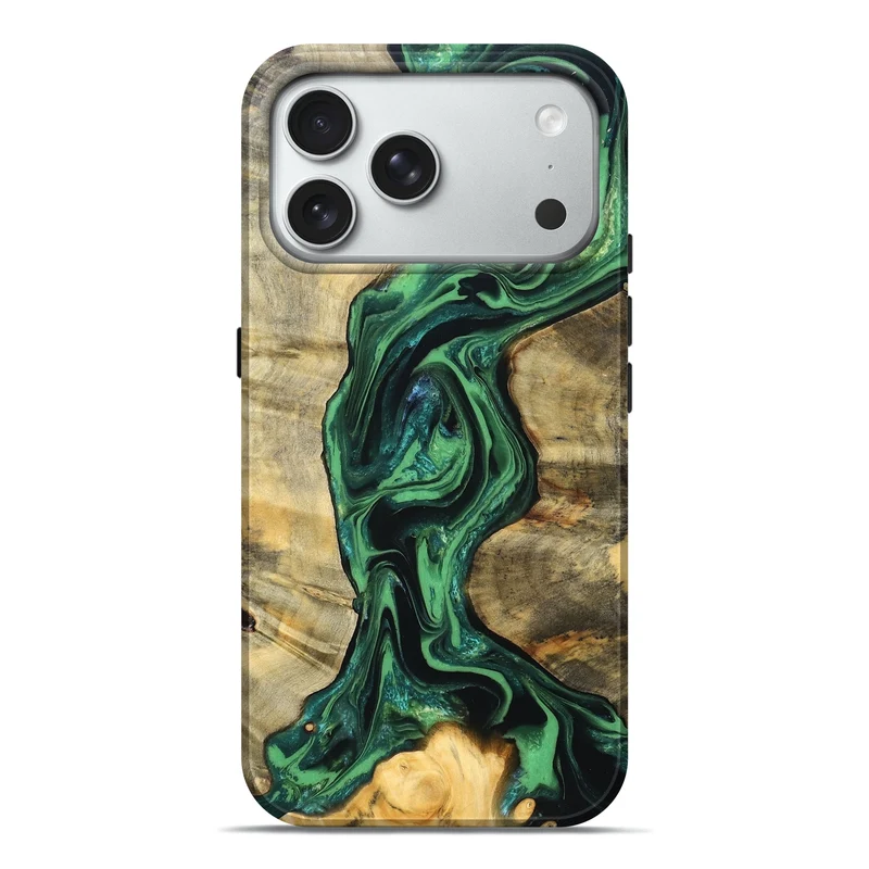 iPhone 18 Pro Max Wood Live Edge Phone Case - Jayce (Green, 830245)