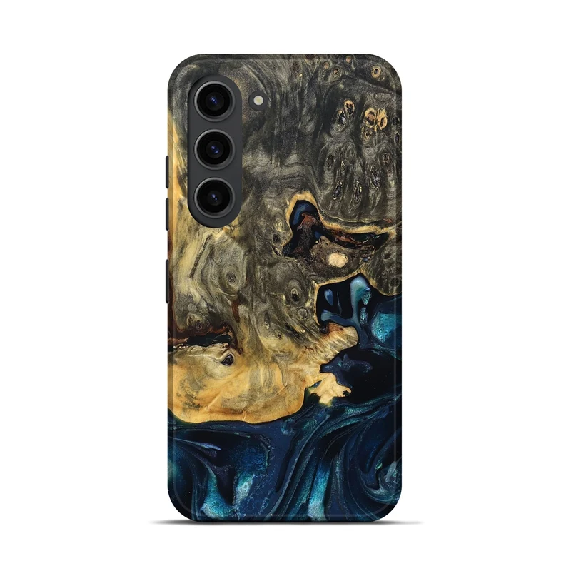 Galaxy S23 Wood Live Edge Phone Case - Khloe (Teal & Gold, 830243)