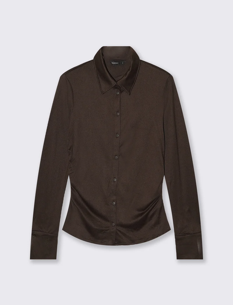 Camicia manica lunga con arriccio laterale - Moro