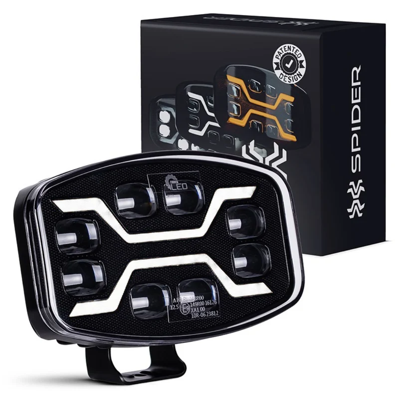 Faro LED Dark X-Spider con luci diurne bianche e funzione strobo / 9"