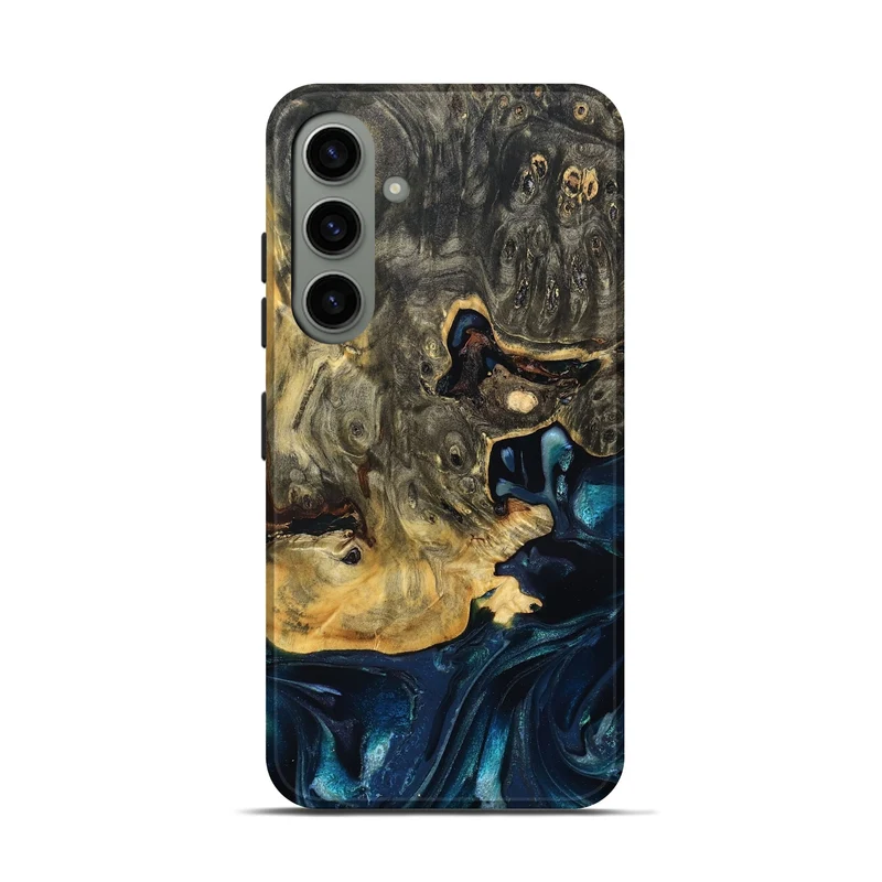 Galaxy S24 Wood Live Edge Phone Case - Khloe (Teal & Gold, 830243)