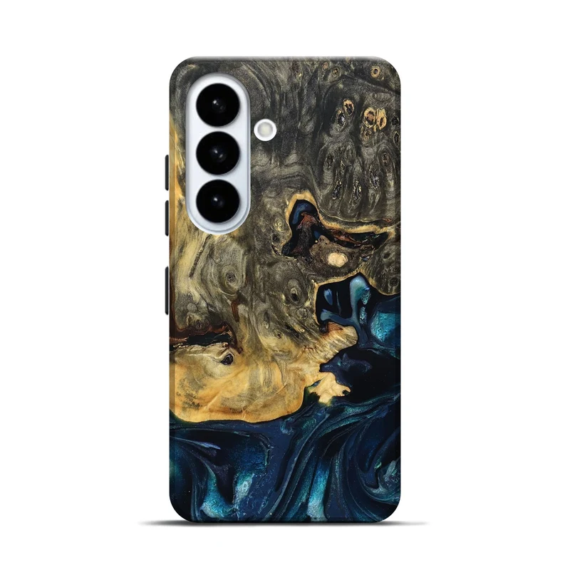 Galaxy S26 Wood Live Edge Phone Case - Khloe (Teal & Gold, 830243)