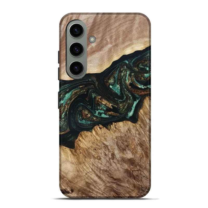 Galaxy S24 Plus Wood Live Edge Phone Case - Deena (Teal & Gold, 830241)
