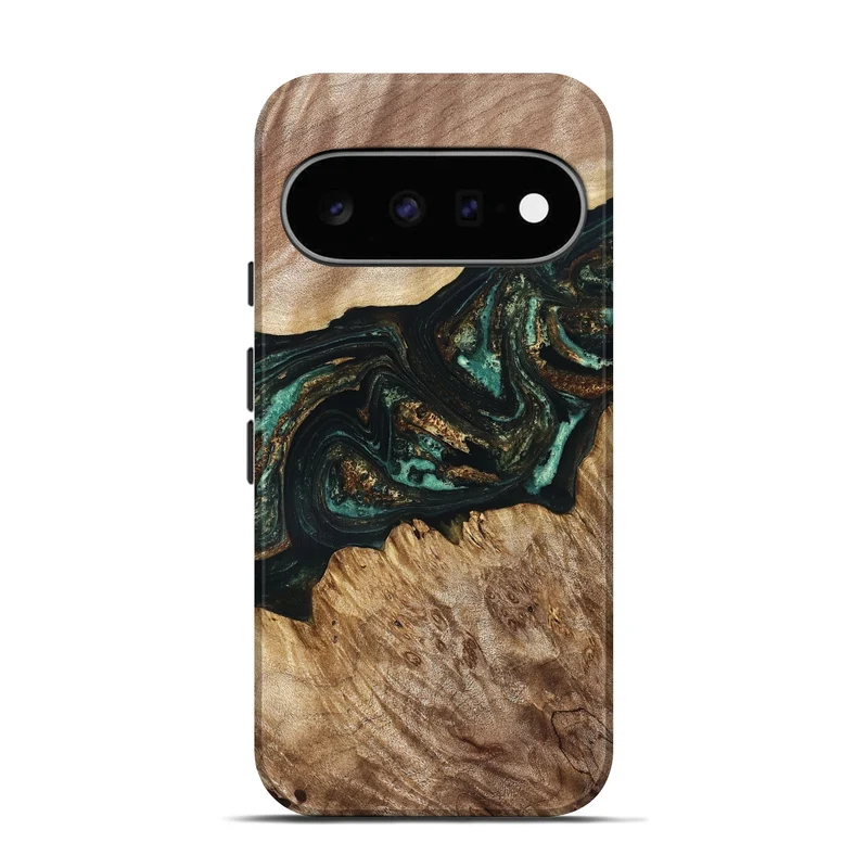 Pixel 11 Wood Live Edge Phone Case - Deena (Teal & Gold, 830241)