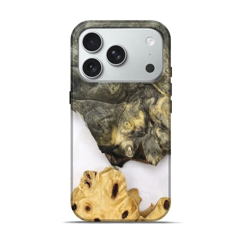 iPhone 18 Pro Wood Live Edge Phone Case - Clover (Clear, 830240)