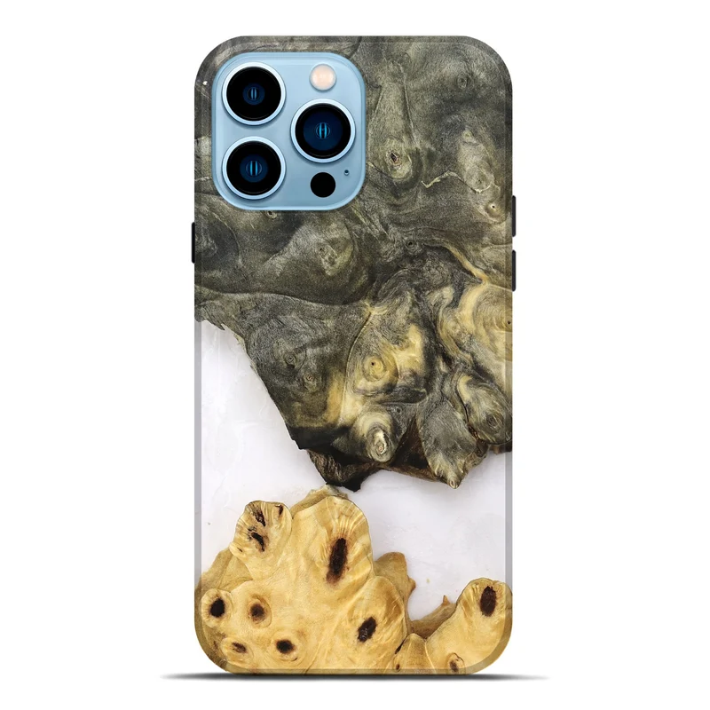 iPhone 14 Pro Max Wood Live Edge Phone Case - Clover (Clear, 830240)