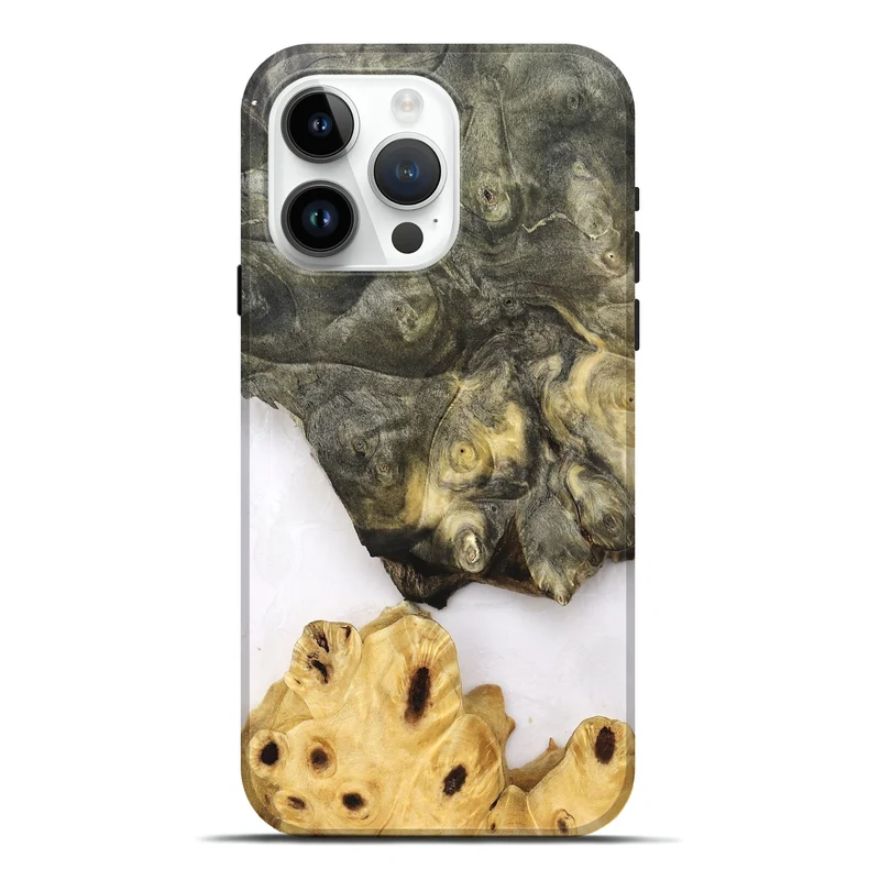 iPhone 15 Pro Max Wood Live Edge Phone Case - Clover (Clear, 830240)