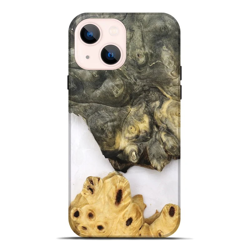 iPhone 14 Plus Wood Live Edge Phone Case - Clover (Clear, 830240)