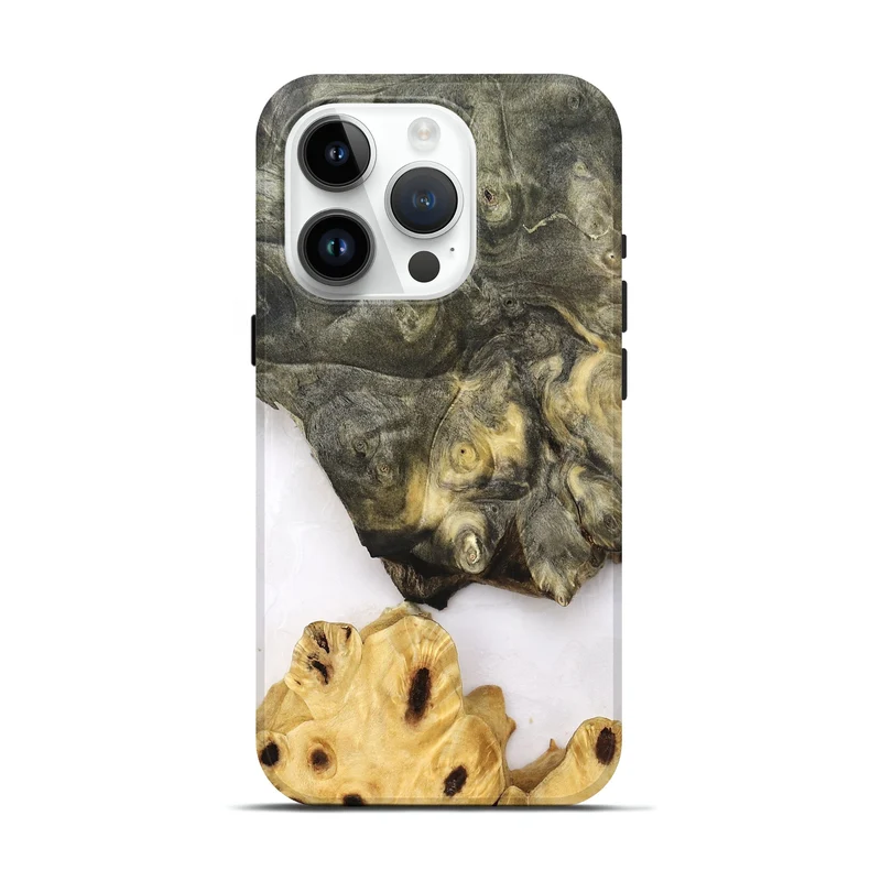 iPhone 15 Pro Wood Live Edge Phone Case - Clover (Clear, 830240)