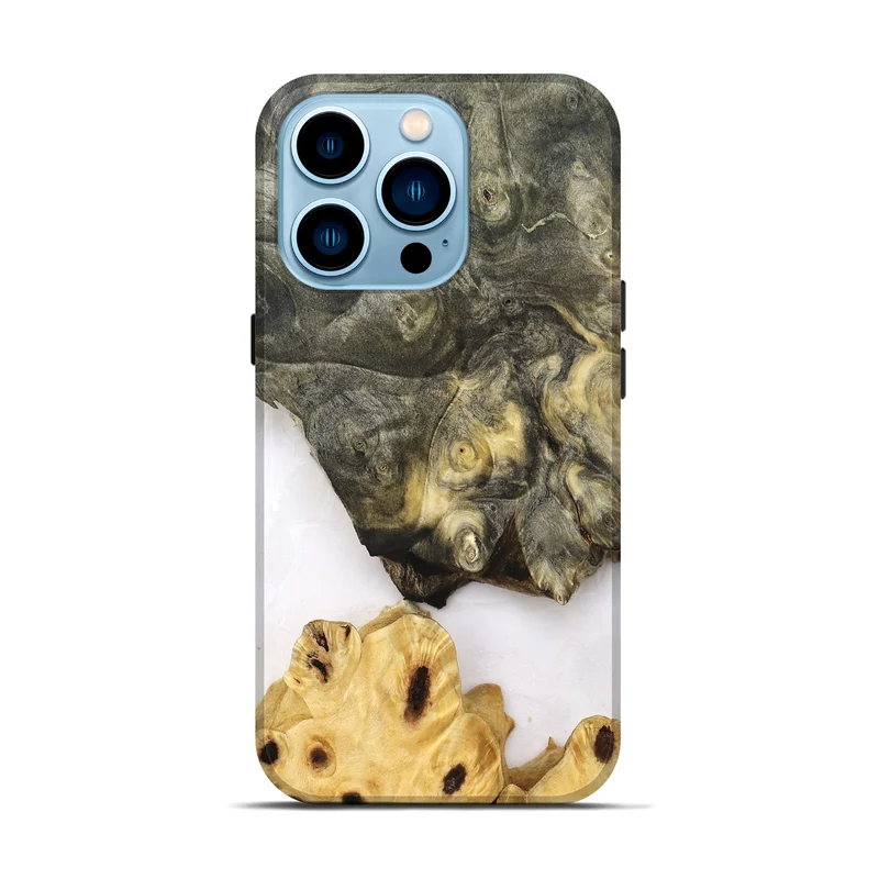 iPhone 14 Pro Wood Live Edge Phone Case - Clover (Clear, 830240)