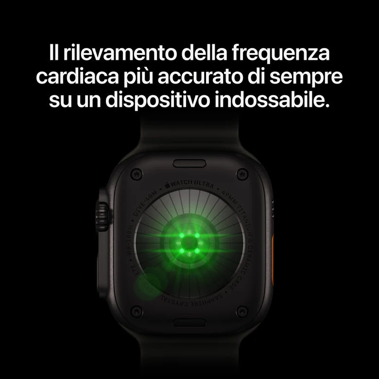 Apple Watch Ultra 4 GPS + Cellular, Cassa 49 mm in titanio nero con cinturino Ocean nero traslucido