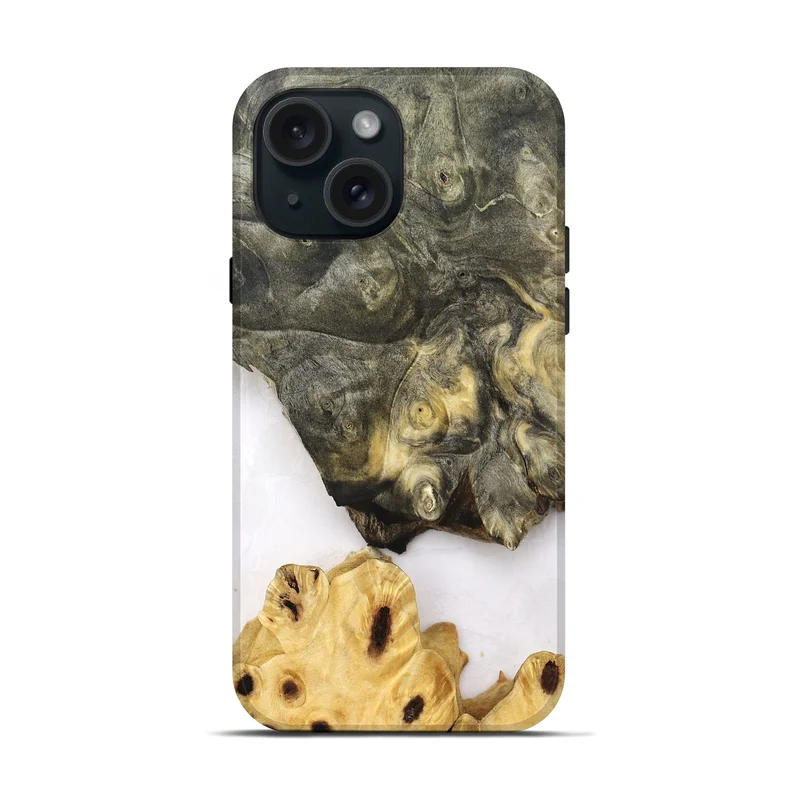 iPhone 15 Wood Live Edge Phone Case - Clover (Clear, 830240)