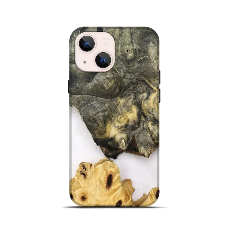 iPhone 13 mini Wood Live Edge Phone Case - Clover (Clear, 830240)