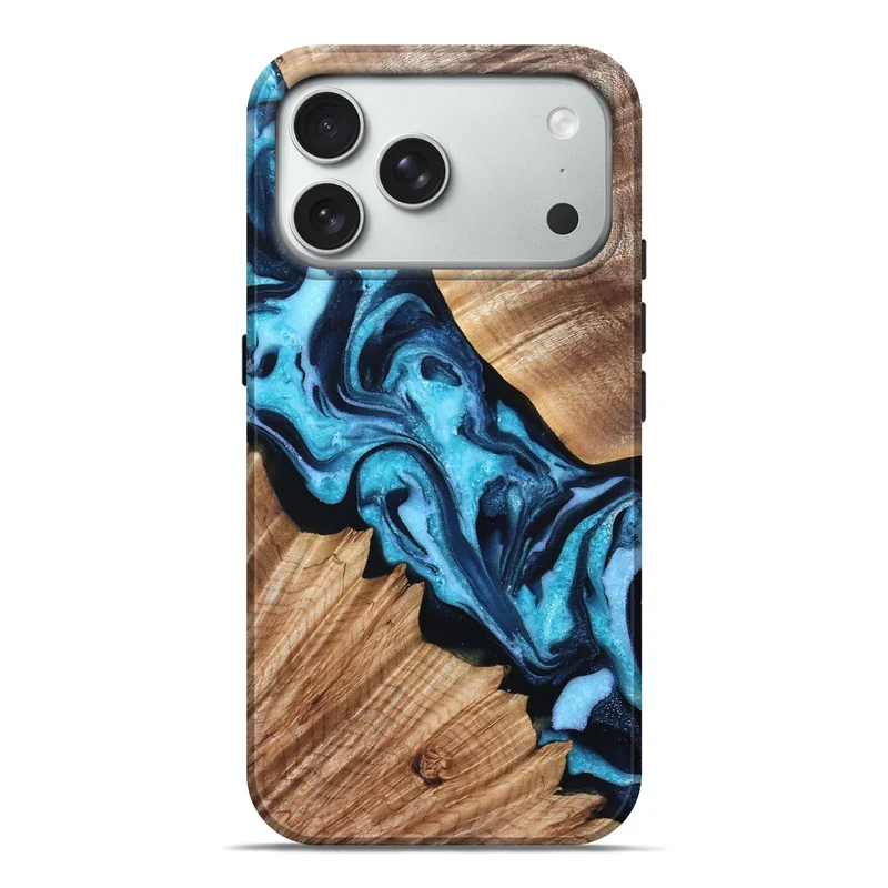 iPhone 18 Pro Max Wood Live Edge Phone Case - Gaylord (Blue, 830236)