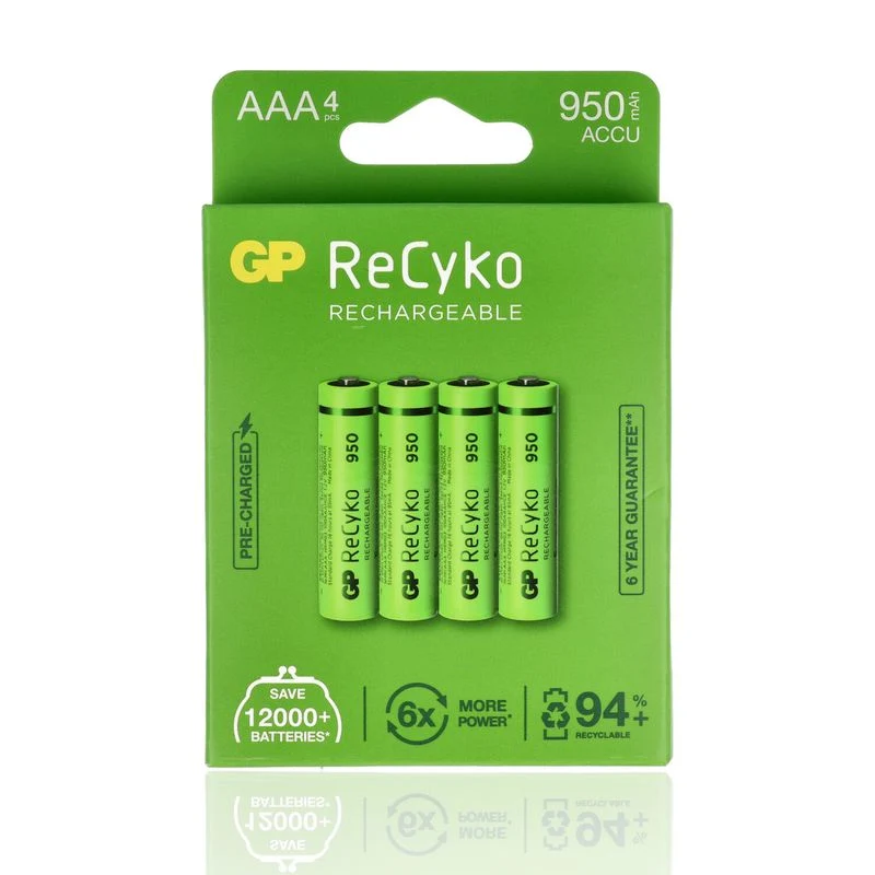 4 Batterie Gp Ricaricabile Recyko, Ministilo AAA, 950 Mah, Blister