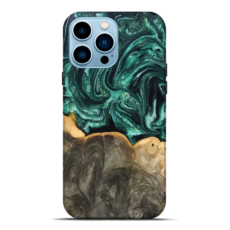 iPhone 14 Pro Max Wood Live Edge Phone Case - Misael (Green, 830231)