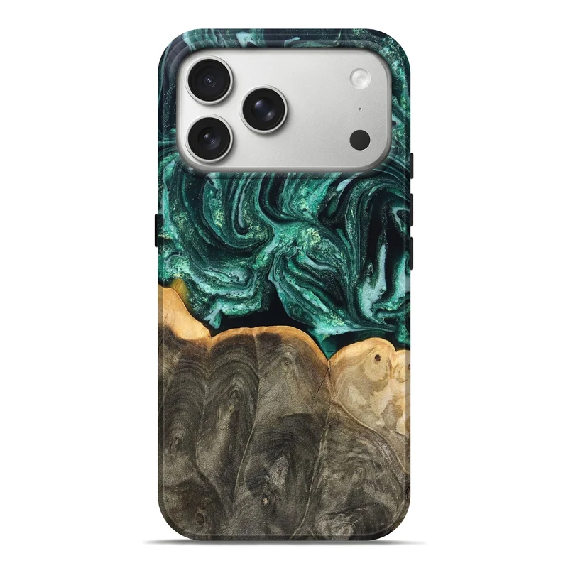 iPhone 17 Pro Max Wood Live Edge Phone Case - Misael (Green, 830231)