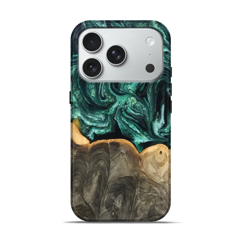 iPhone 18 Pro Wood Live Edge Phone Case - Misael (Green, 830231)