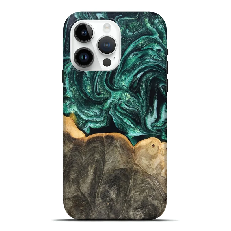 iPhone 15 Pro Max Wood Live Edge Phone Case - Misael (Green, 830231)