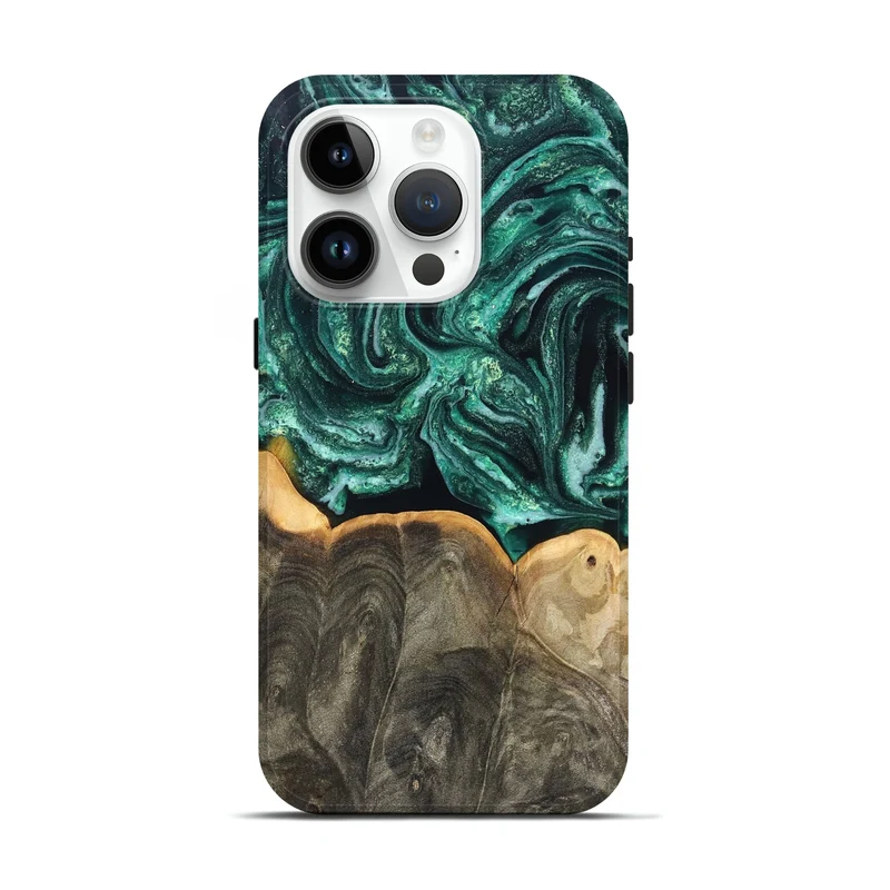 iPhone 15 Pro Wood Live Edge Phone Case - Misael (Green, 830231)