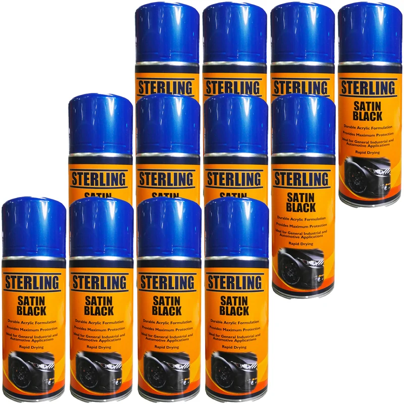 Vernice spray nera satinata / Confezione da 12