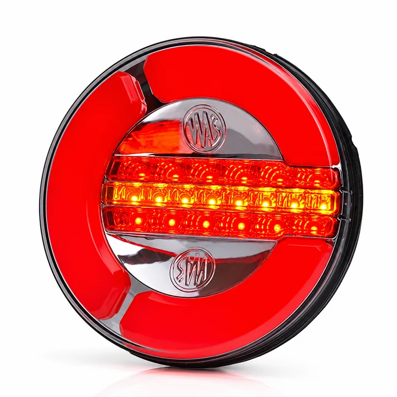 WAS W153 Luce posteriore rotonda al neon con stop, coda e indicatore
