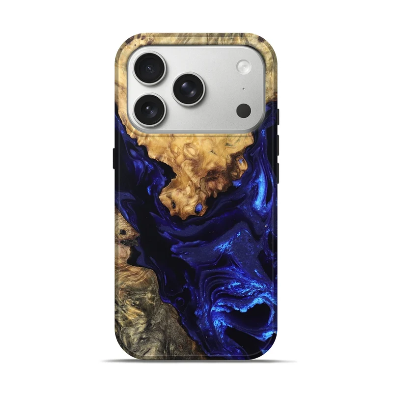 iPhone 17 Pro Wood Live Edge Phone Case - Ferne (Blue, 830227)