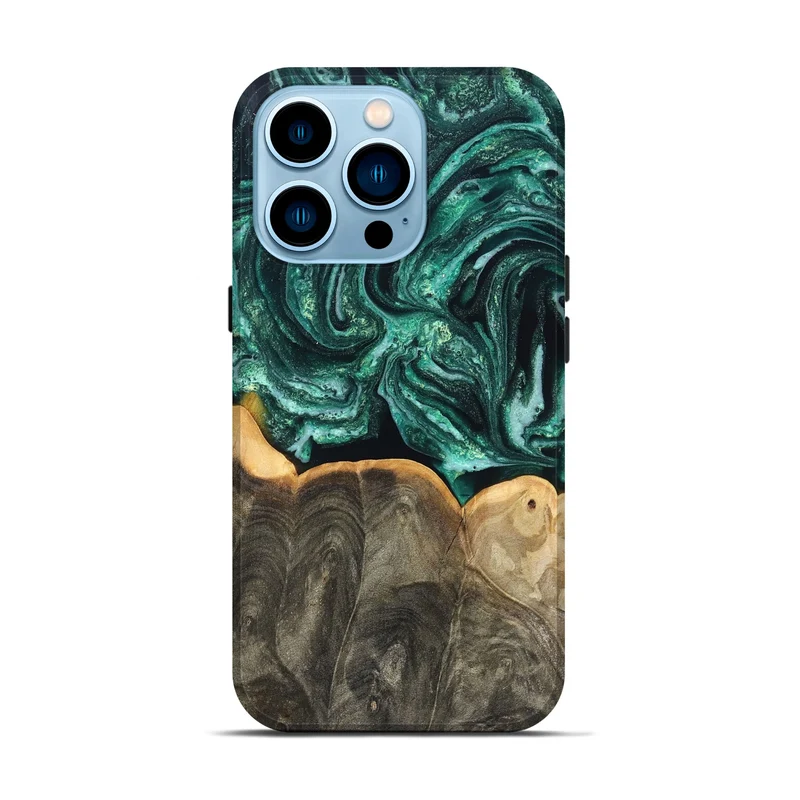iPhone 14 Pro Wood Live Edge Phone Case - Misael (Green, 830231)