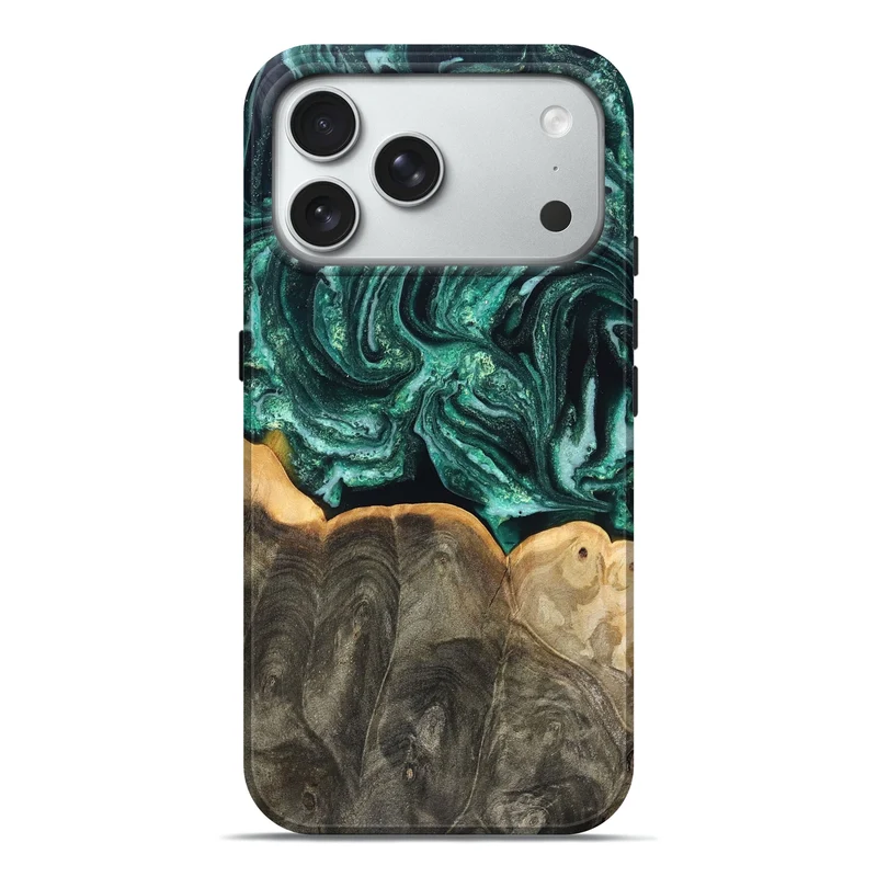 iPhone 18 Pro Max Wood Live Edge Phone Case - Misael (Green, 830231)