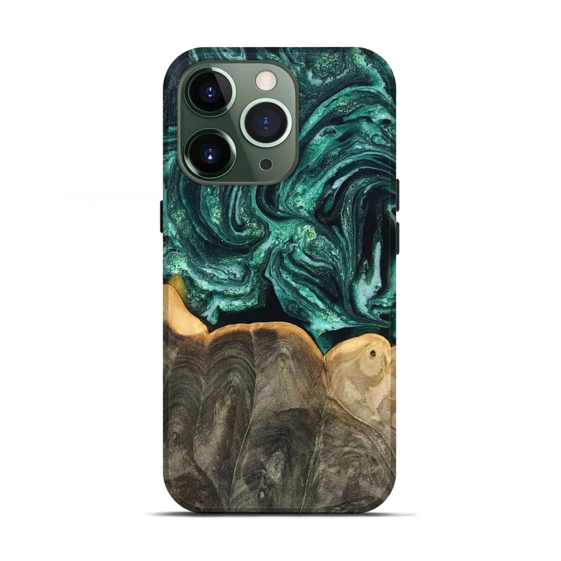 iPhone 13 Pro Wood Live Edge Phone Case - Misael (Green, 830231)