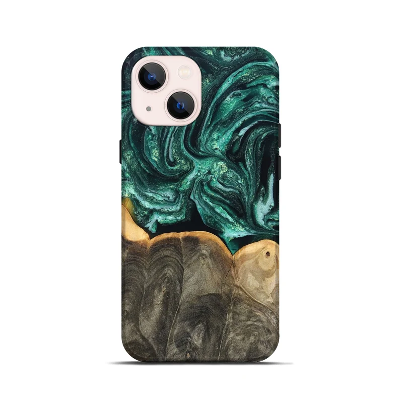 iPhone 13 mini Wood Live Edge Phone Case - Misael (Green, 830231)