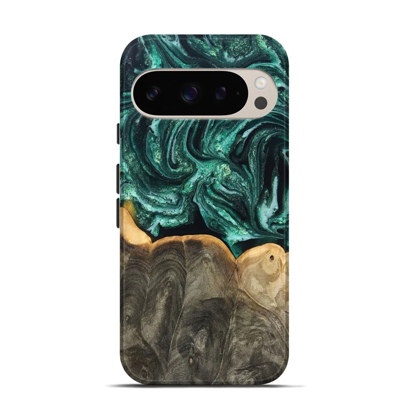 Pixel 9 Pro Wood Live Edge Phone Case - Misael (Green, 830231)
