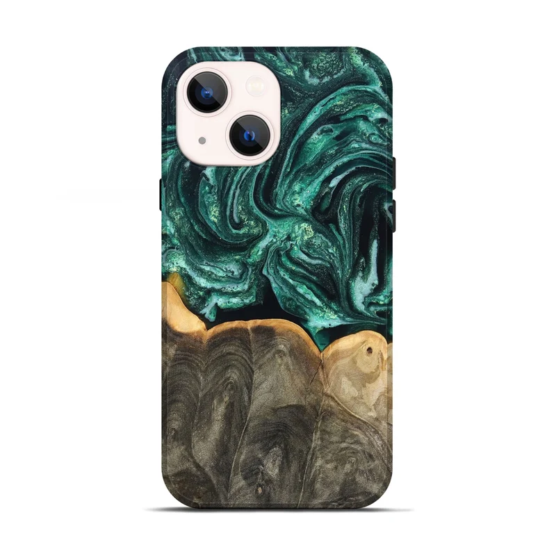 iPhone 13 Wood Live Edge Phone Case - Misael (Green, 830231)