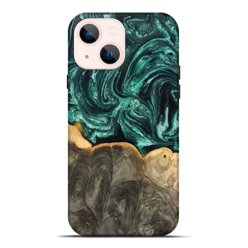 iPhone 14 Plus Wood Live Edge Phone Case - Misael (Green, 830231)