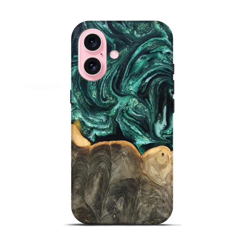 iPhone 17 Wood Live Edge Phone Case - Misael (Green, 830231)