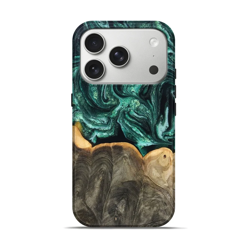 iPhone 17 Pro Wood Live Edge Phone Case - Misael (Green, 830231)