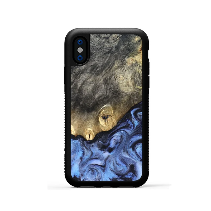 iPhone Xs Wood Phone Case - Mame (Blue, 830172)