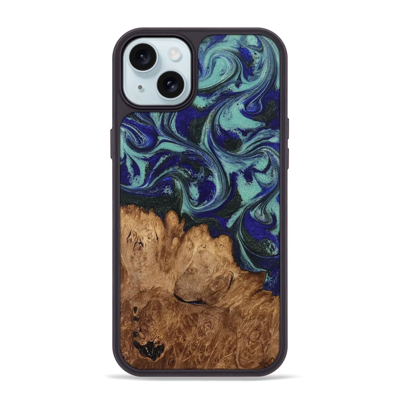 iPhone 15 Plus Wood Phone Case - Leander (Green, 830184)