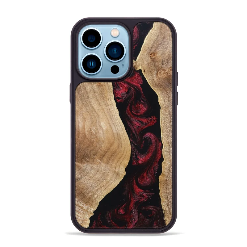 iPhone 14 Pro Max Wood Phone Case - Cordell (Red, 830217)