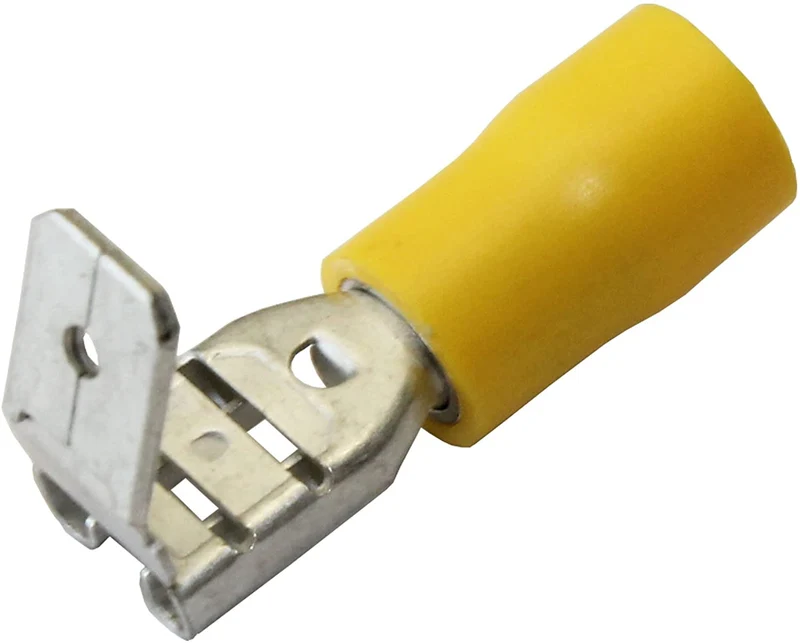 Terminali a forcella da 6.3 mm gialli Piggy Back / confezione da 100