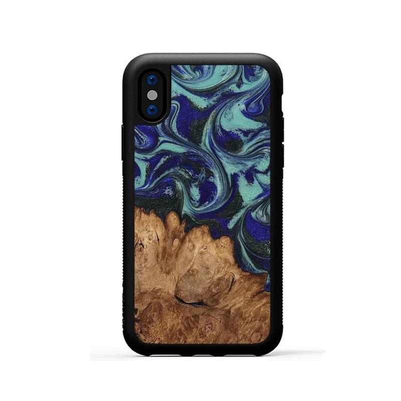 iPhone Xs Wood Phone Case - Leander (Green, 830184)